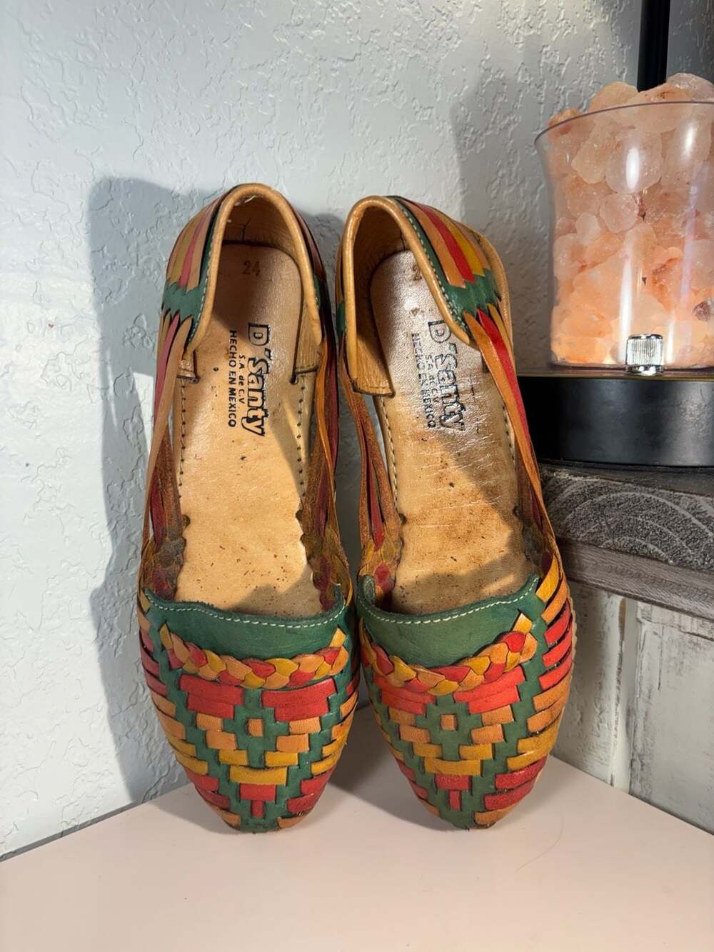 O2: D'Santy Multi-Color Woven Leather Mexican Huarache Sandals Size 24 (6.5)